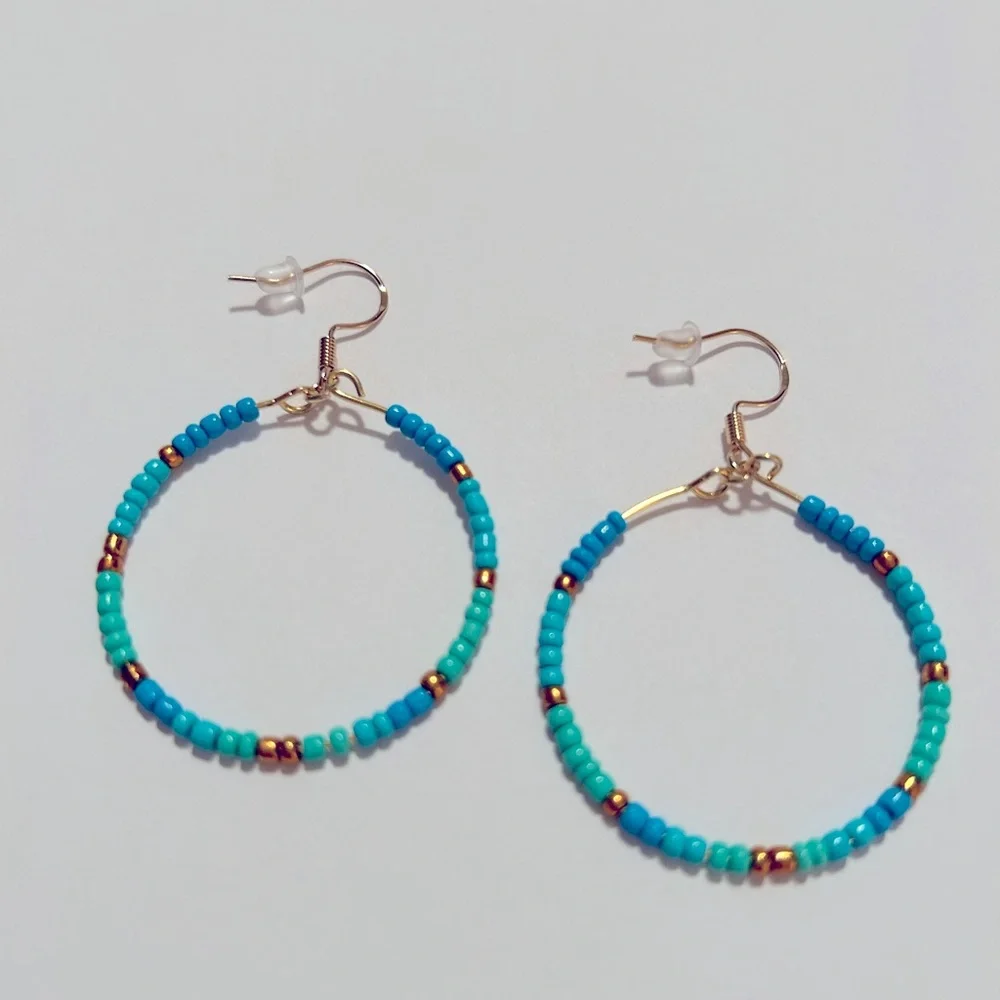Handmade • Bead Hoop Earrings - Picture 1 of 2